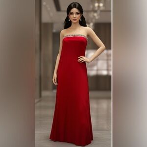 Dave & Johnny Strapless Red Gown